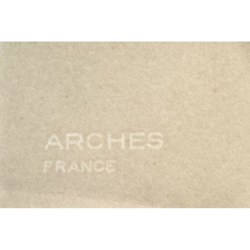 Sérigraphie abstraite vintage sur pâte à papier tissée de Yannick Ballif, 1976