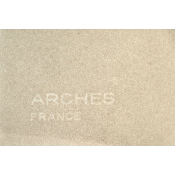 Image 1 of Sérigraphie abstraite vintage sur pâte à papier tissée de Yannick Ballif, 1976