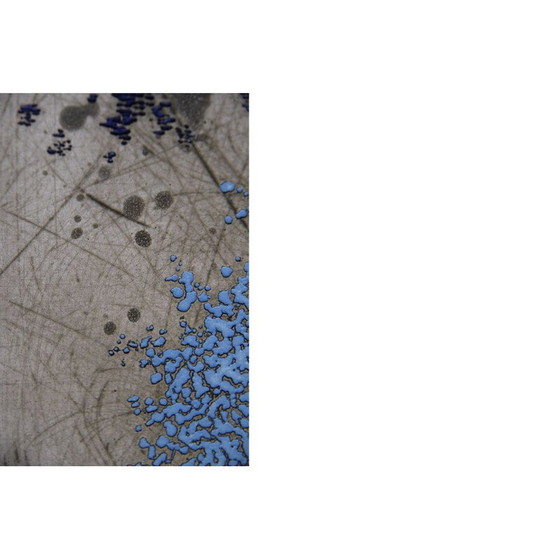 Image 1 of Sérigraphie abstraite vintage sur pâte à papier tissée de Yannick Ballif, 1976