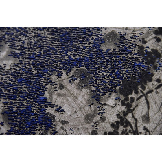 Image 1 of Sérigraphie abstraite vintage sur pâte à papier tissée de Yannick Ballif, 1976