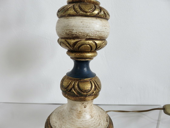Image 1 of Lampe Baroque En Bois Doré Et Polychrome, 1960