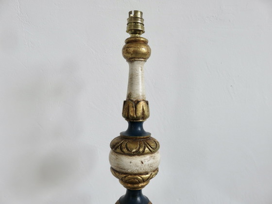 Image 1 of Lampe Baroque En Bois Doré Et Polychrome, 1960