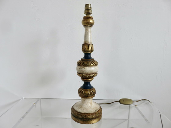 Image 1 of Lampe Baroque En Bois Doré Et Polychrome, 1960