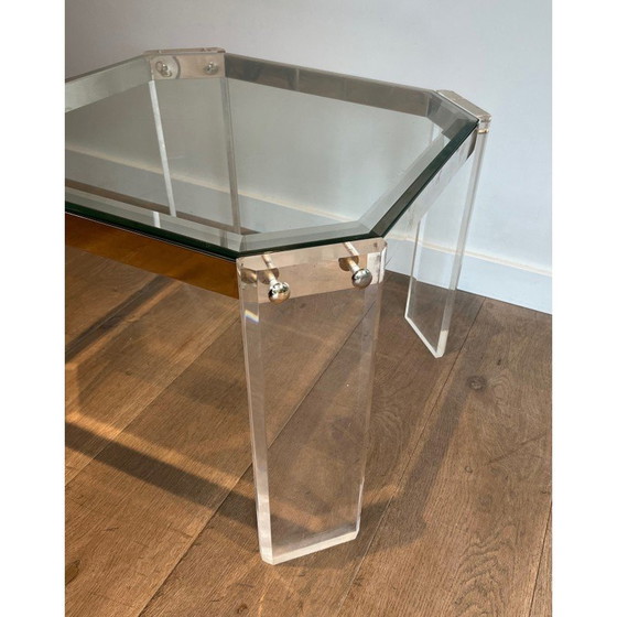 Image 1 of Paire de bouts de canapé octogonaux vintage en plexiglas et chrome, 1970