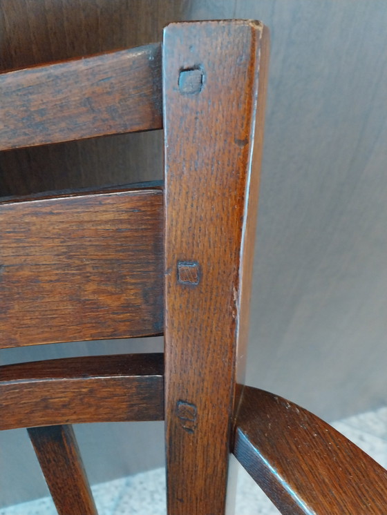 Image 1 of 6 X chaises de salle à manger Bannink avec tapisserie d'ameublement vert et or.