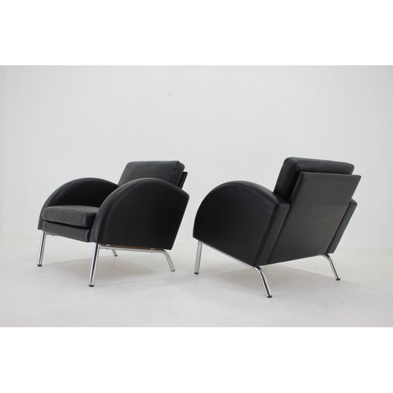 Image 1 of Paire de fauteuils en cuir vintage, Tchécoslovaquie 1970