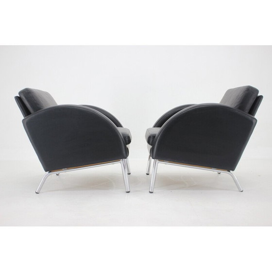 Image 1 of Paire de fauteuils en cuir vintage, Tchécoslovaquie 1970