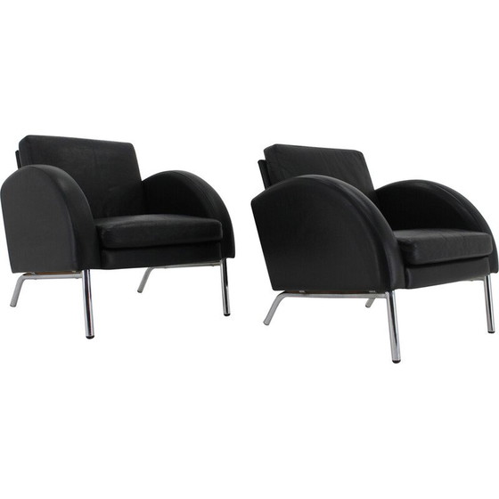 Image 1 of Paire de fauteuils en cuir vintage, Tchécoslovaquie 1970