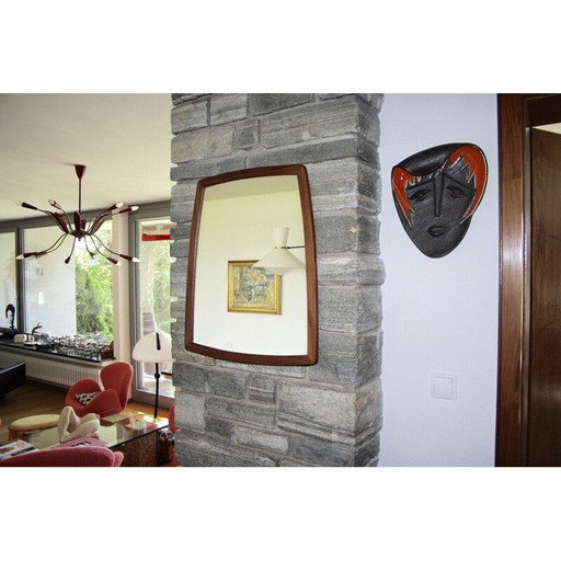 Miroir vintage en teck, Allemagne 1960