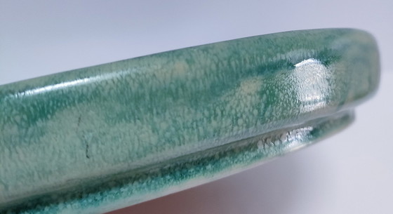 Image 1 of Assiette Terre Cuite Émaillée Signée Vintage