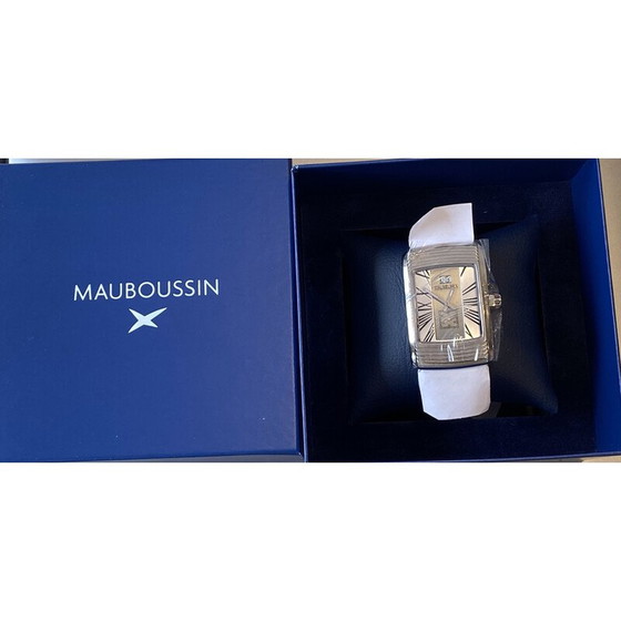 Image 1 of Montre vintage Mauboussin en acier à quartz et cuir