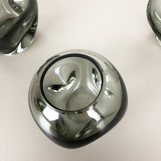 Image 1 of Ensemble de 3 vases cubiques en verre cristallin soufflé à la bouche par Friedrich Kristall, Allemagne 1970