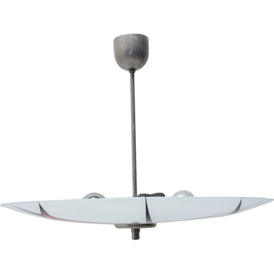 Image 1 of Lustre vintage de l'ère spatiale en chrome avec abat-jour, Tchécoslovaquie 1960