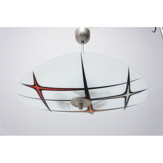Image 1 of Lustre vintage de l'ère spatiale en chrome avec abat-jour, Tchécoslovaquie 1960