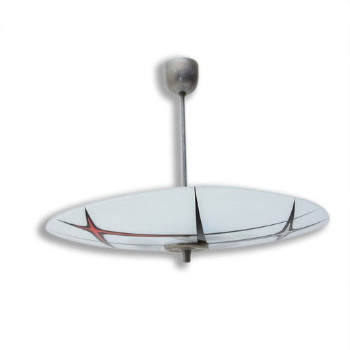 Lustre vintage de l'ère spatiale en chrome avec abat-jour, Tchécoslovaquie 1960