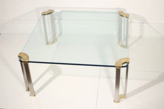 Image 1 of Table Basse Vintage En Bronze & Verre Trempé Design Peter Ghyczy, 1970S