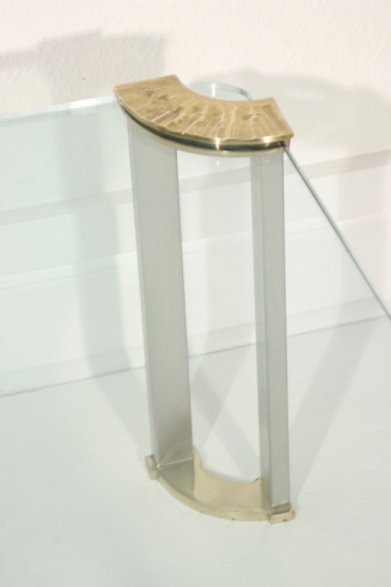 Image 1 of Table Basse Vintage En Bronze & Verre Trempé Design Peter Ghyczy, 1970S