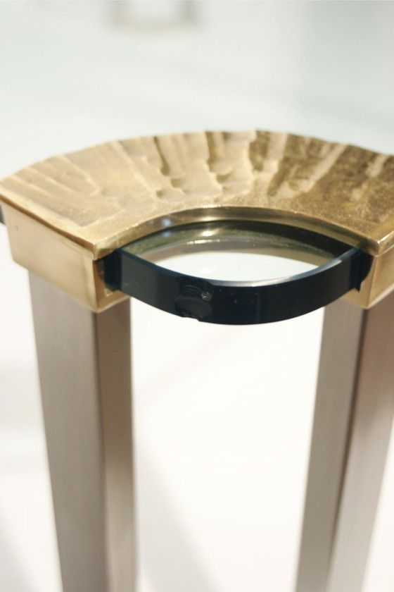 Image 1 of Table Basse Vintage En Bronze & Verre Trempé Design Peter Ghyczy, 1970S
