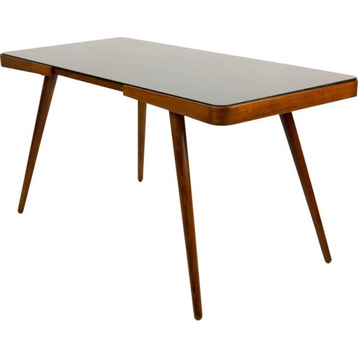 Table basse vintage en verre noir de Jiri Jiroutek, 1963