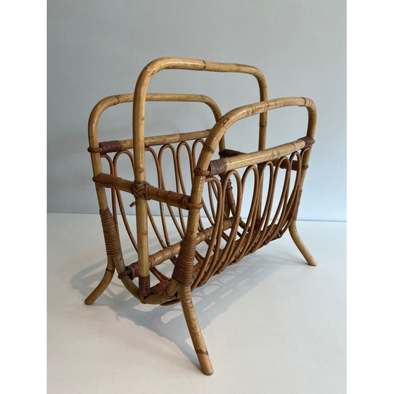 Image 1 of Porte-revues vintage en rotin, 1950