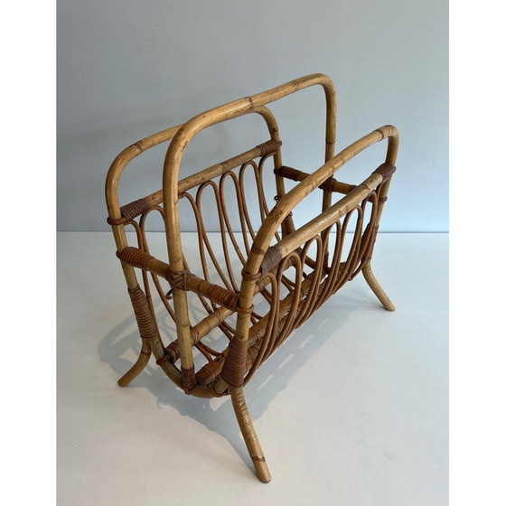 Image 1 of Porte-revues vintage en rotin, 1950