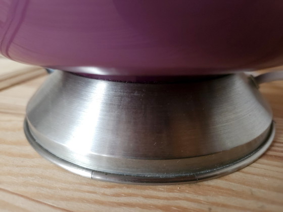 Image 1 of The Rupel Purple Glass Table Lamp With Black/White Handmade Lampshade