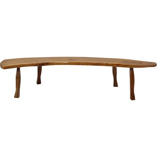 Banc vintage en tronc d'arbre en bois, France 1960