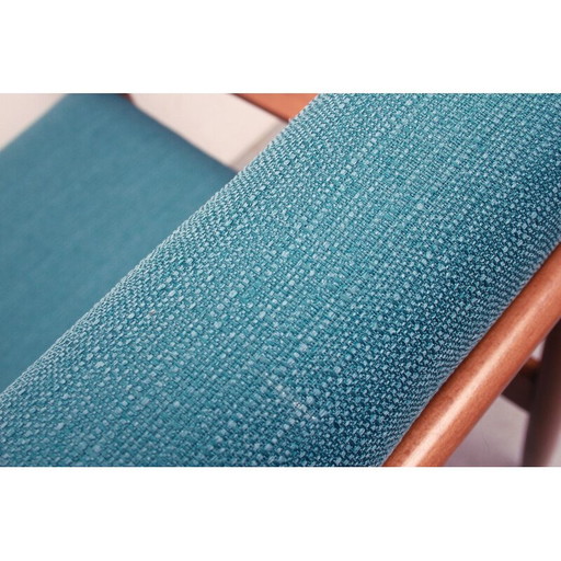 Fauteuil vintage en tissu pétrole et bois de hêtre, 1960s