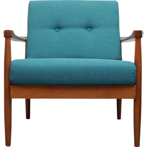 Fauteuil vintage en tissu pétrole et bois de hêtre, 1960s