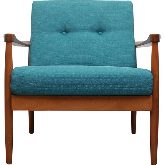 Image 1 of Fauteuil vintage en tissu pétrole et bois de hêtre, 1960s