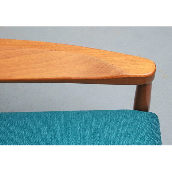 Image 1 of Fauteuil vintage en tissu pétrole et bois de hêtre, 1960s