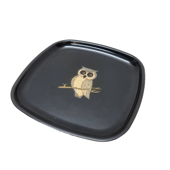 Image 1 of Assiette Vintage Couroc avec Hibou