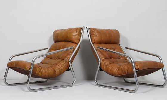 Image 1 of 2x Patchwork Fauteuil Cantilever, Allemagne, années 1970