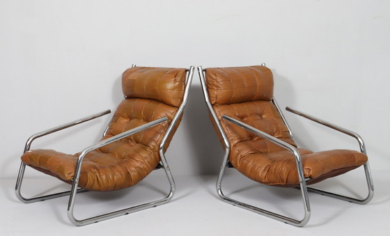 Image 1 of 2x Patchwork Fauteuil Cantilever, Allemagne, années 1970