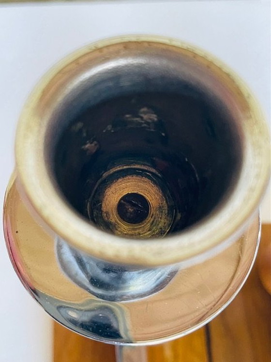 Image 1 of Bougeoirs Art Déco, chrome et noyer, ensemble de 2, vers 1930