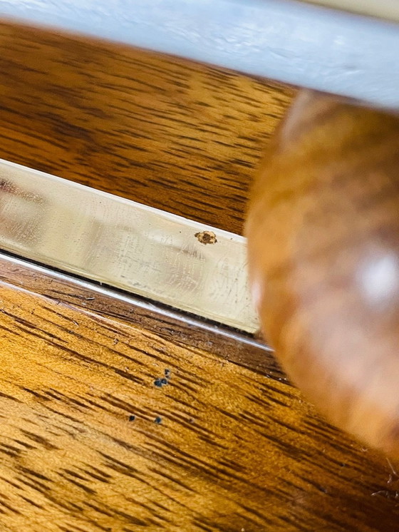 Image 1 of Bougeoirs Art Déco, chrome et noyer, ensemble de 2, vers 1930