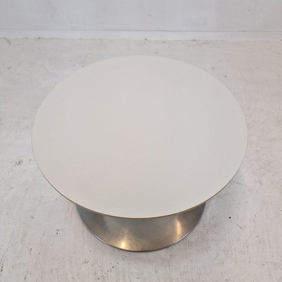 Image 1 of Table basse ronde vintage en bois et aluminium par Geoffrey Harcourt pour Artifort, 1960