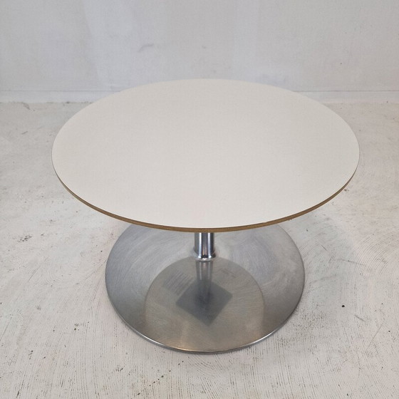 Image 1 of Table basse ronde vintage en bois et aluminium par Geoffrey Harcourt pour Artifort, 1960