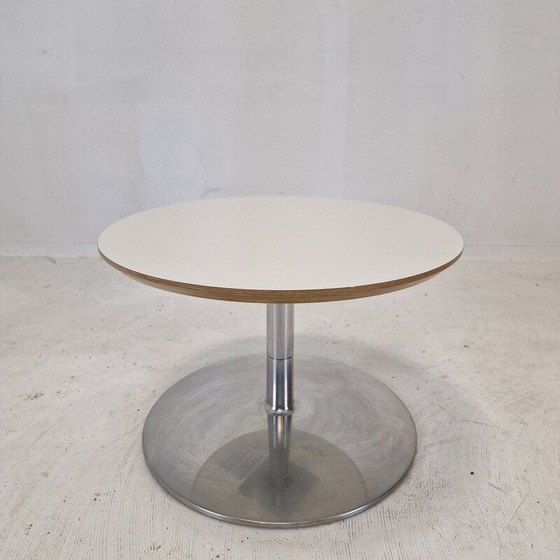 Image 1 of Table basse ronde vintage en bois et aluminium par Geoffrey Harcourt pour Artifort, 1960