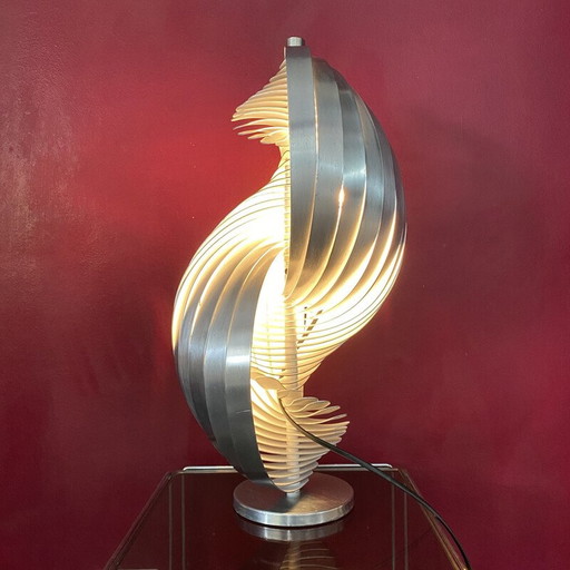 Lampe cinétique modèle Gordes en aluminium brossé par Henri Mathieu, 1969