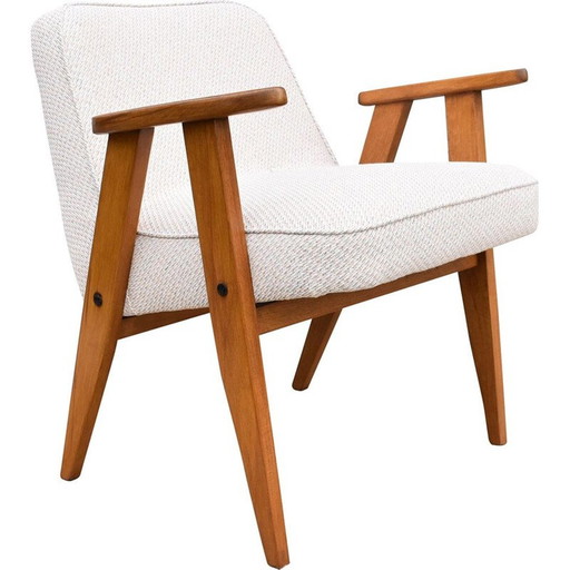 Fauteuil vintage 366 beige par J. Chierowski pour Dolnoslaska Swiebodzice, Pologne années 1960