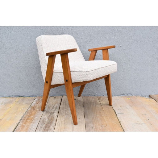 Fauteuil vintage 366 beige par J. Chierowski pour Dolnoslaska Swiebodzice, Pologne années 1960