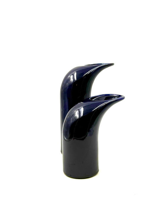 Image 1 of Ensemble de 2 vases en céramique bleue de l'âge de l'espace, Italie, vers 1970 1970