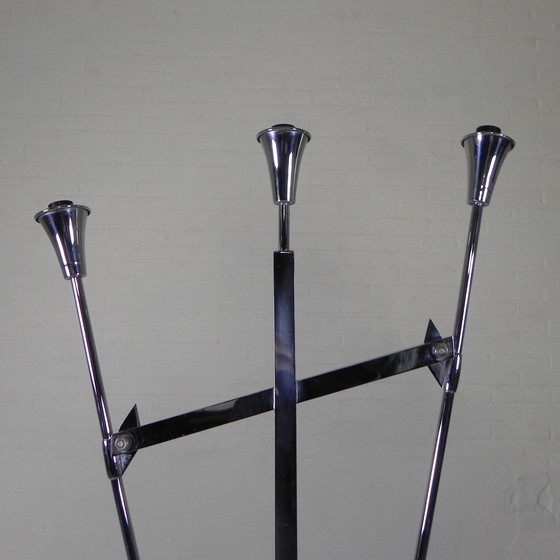 Image 1 of Lampe sur pied chromée de style Art déco, Jules Dewaele Bruxelles, années 1950