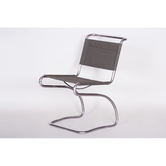 Image 1 of Chaise vintage Bauhaus H79 en acier chromé et tissu par Jindrich Halabala pour Up Zavody, Tchécoslovaquie 1930