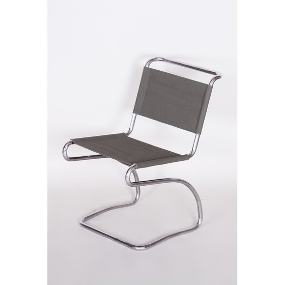 Image 1 of Chaise vintage Bauhaus H79 en acier chromé et tissu par Jindrich Halabala pour Up Zavody, Tchécoslovaquie 1930