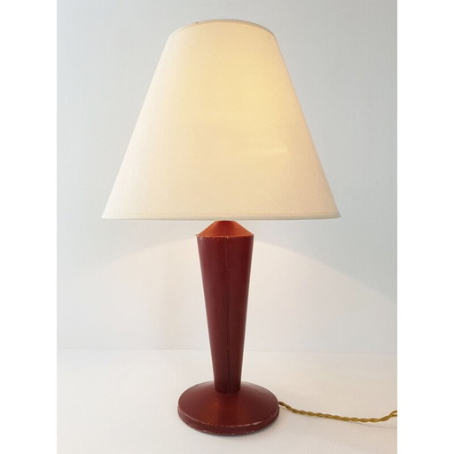 Lampe de table vintage en cuir rouge