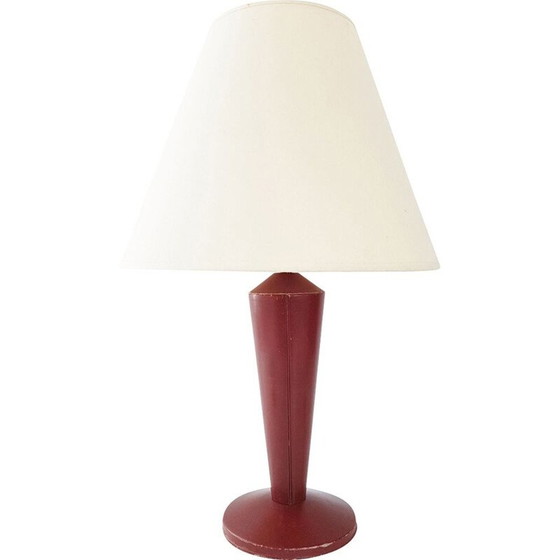 Image 1 of Lampe de table vintage en cuir rouge