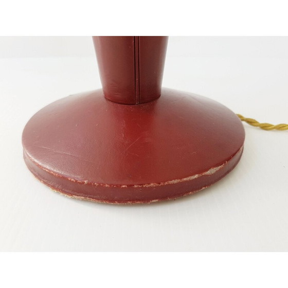 Image 1 of Lampe de table vintage en cuir rouge
