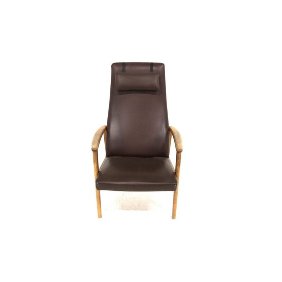 Image 1 of Fauteuil scandinave vintage en skaï, Suède 1960
